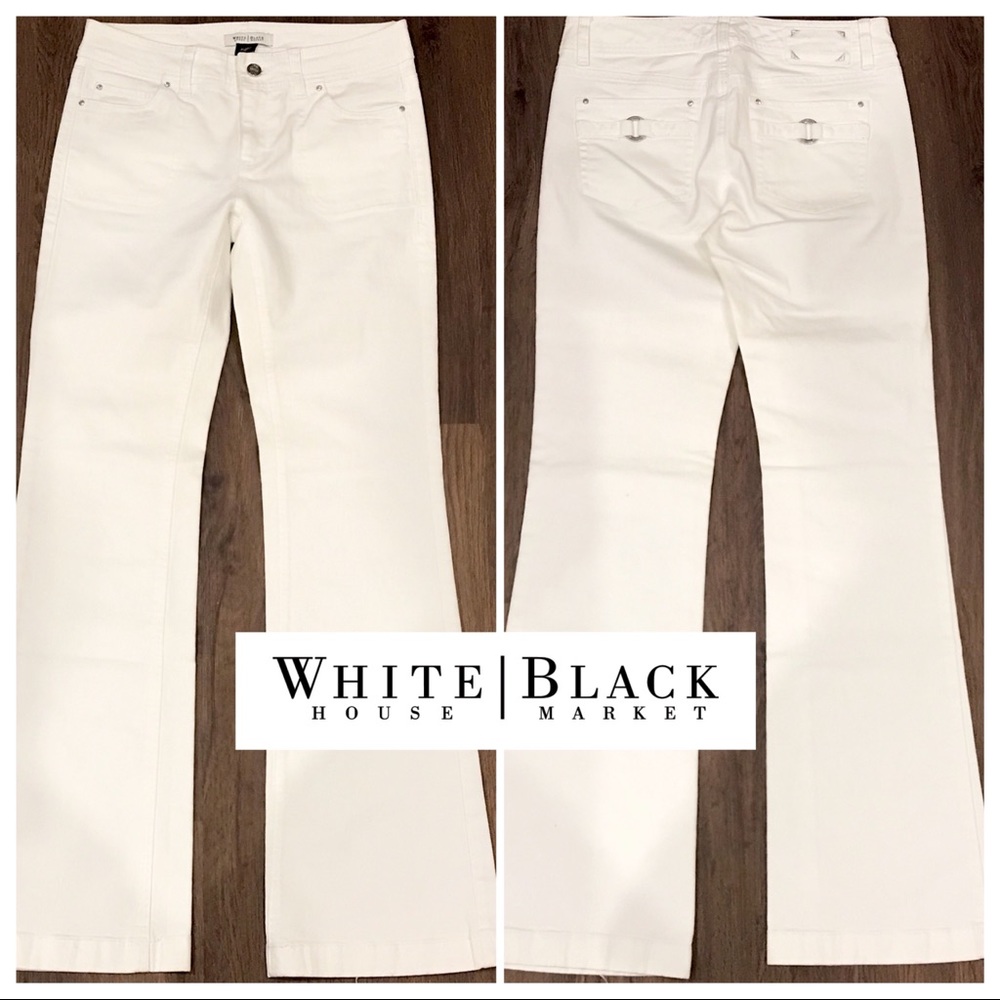 WHBM Blanc Wide Leg White Jeans Flare Pants 2R